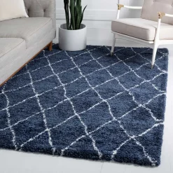 Wohnen Weicher Läufer Teppich mit Hochflor in Blau - Tanko