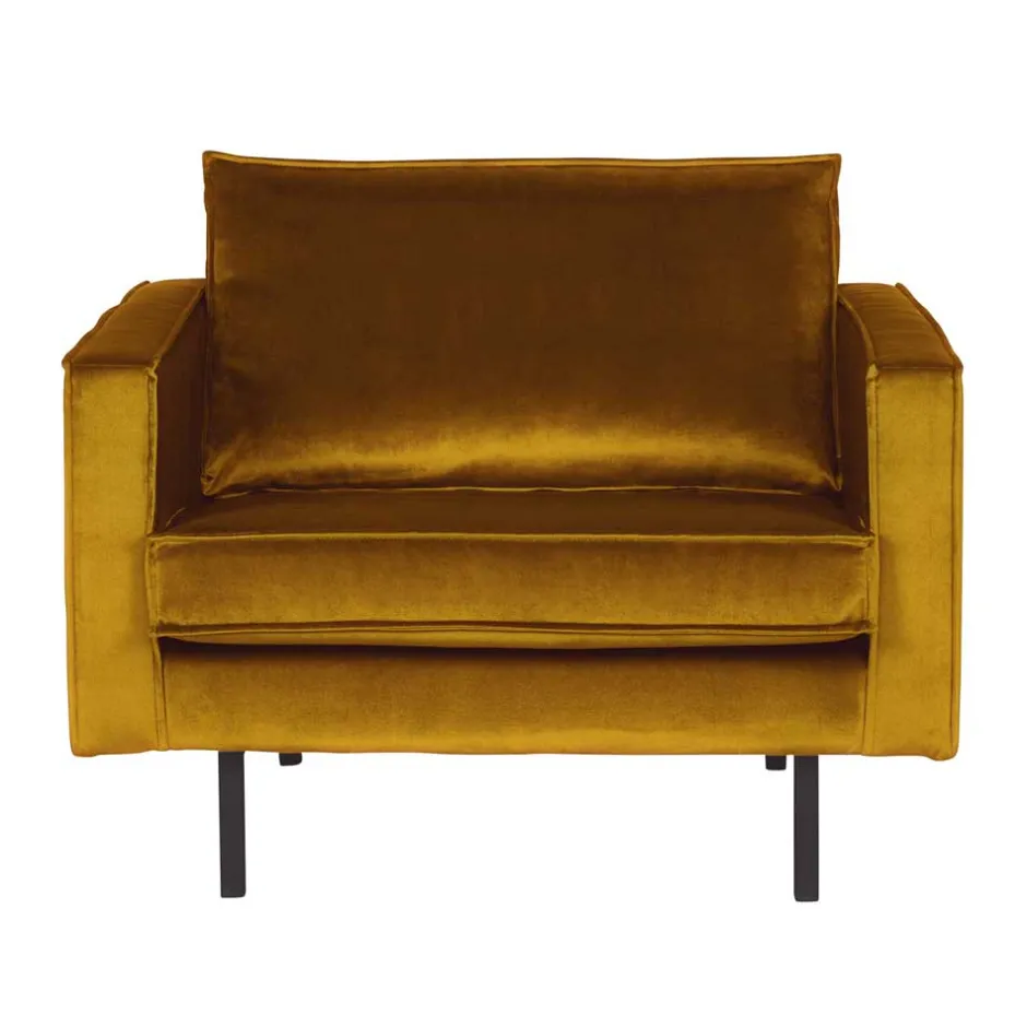 Weicher Sessel im kantigen Retro Design Nustra mit Samt Gelb^Wohnen Best