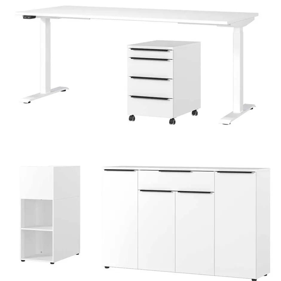 Wohnen Weiße Büromöbel Kombination - Sparkle (vierteilig)