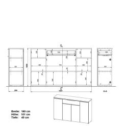 Wohnen Weiße Büromöbel Kombination - Sparkle (vierteilig)