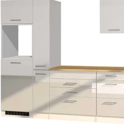 Wohnen Weiße Einbauküche 330 cm breit - Cuneo II (neunteilig)