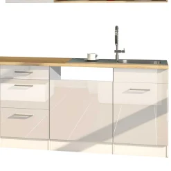 Wohnen Weiße Einbauküche 330 cm breit - Cuneo II (neunteilig)