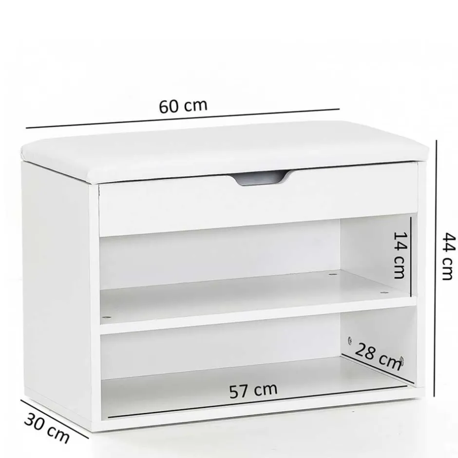 Weiße Flur Bank mit Schuhregal Guaran & Stauraum^Wohnen Discount
