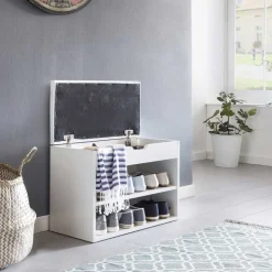 Weiße Flur Bank mit Schuhregal Guaran & Stauraum^Wohnen Discount
