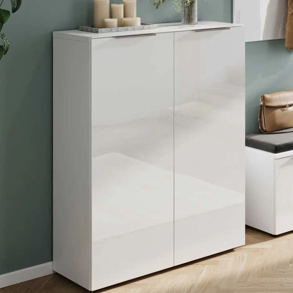 Wohnen Weiße Flureinrichtung mit Glasbeschichtung - Kofi (fünfteilig)