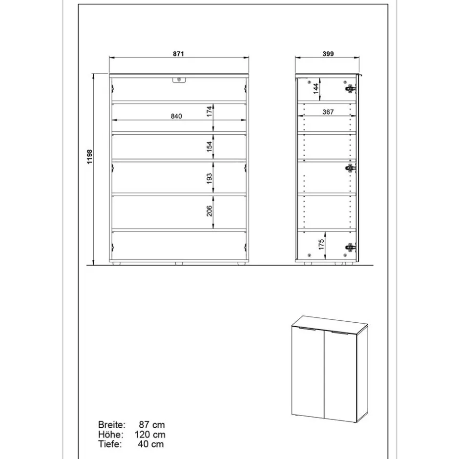Wohnen Weiße Flureinrichtung mit Glasbeschichtung - Kofi (fünfteilig)