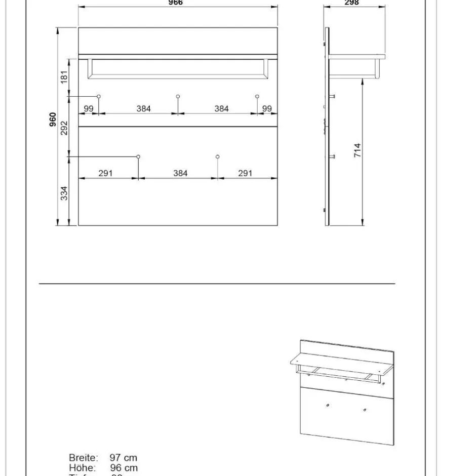 Wohnen Weiße Flureinrichtung mit Glasbeschichtung - Kofi (fünfteilig)