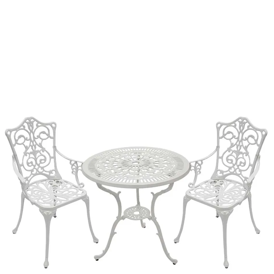 Weiße Gartenmöbel aus Metall Aluminium - Leano (dreiteilig)^Wohnen Best