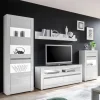 Wohnen Weiße Hochglanzmöbel für das Wohnzimmer Mextra optional mit LED (vierteilig)
