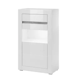 Wohnen Weiße Hochglanzmöbel für das Wohnzimmer Mextra optional mit LED (vierteilig)