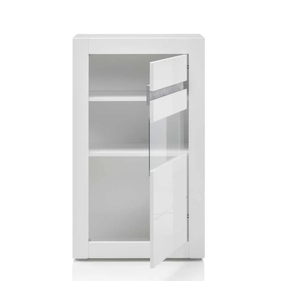 Wohnen Weiße Hochglanzmöbel für das Wohnzimmer Mextra optional mit LED (vierteilig)