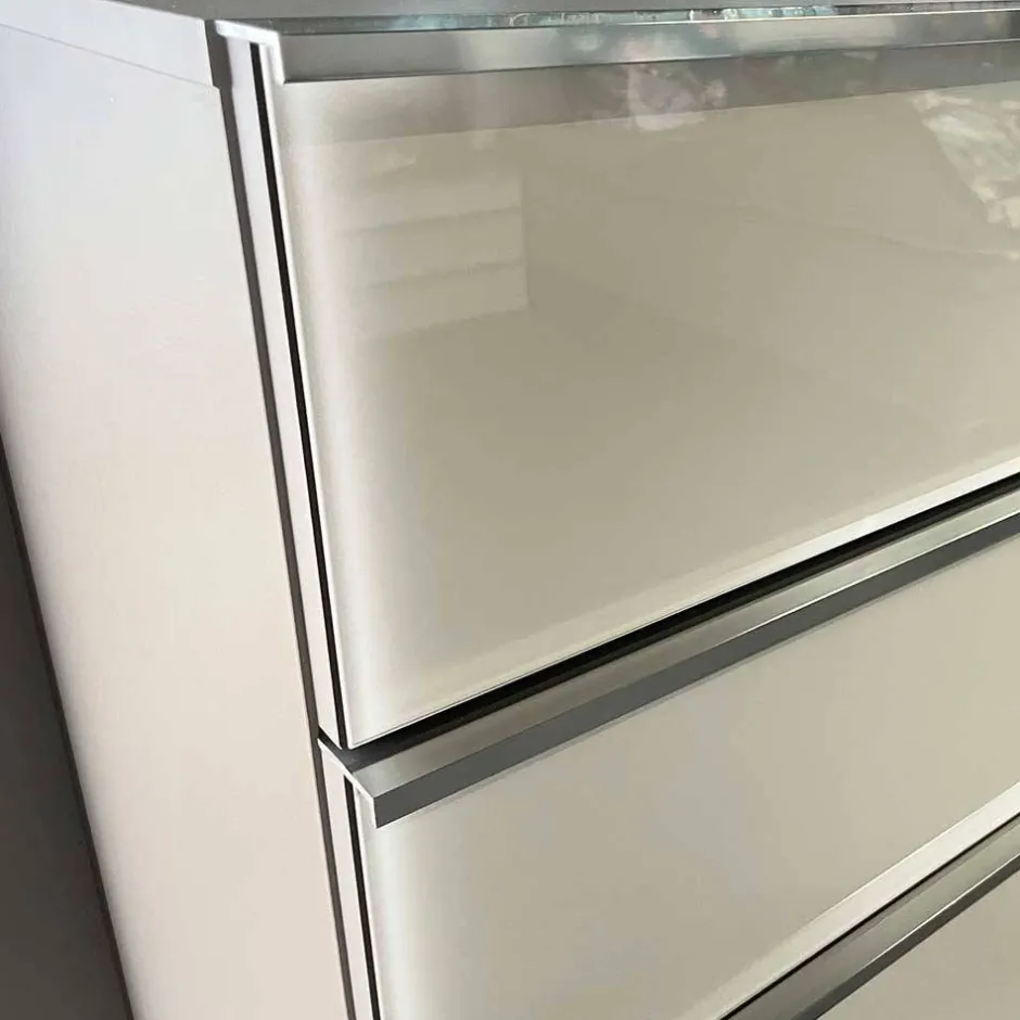 Wohnen Weiße Hochkommode mit Glasfront - Rocca