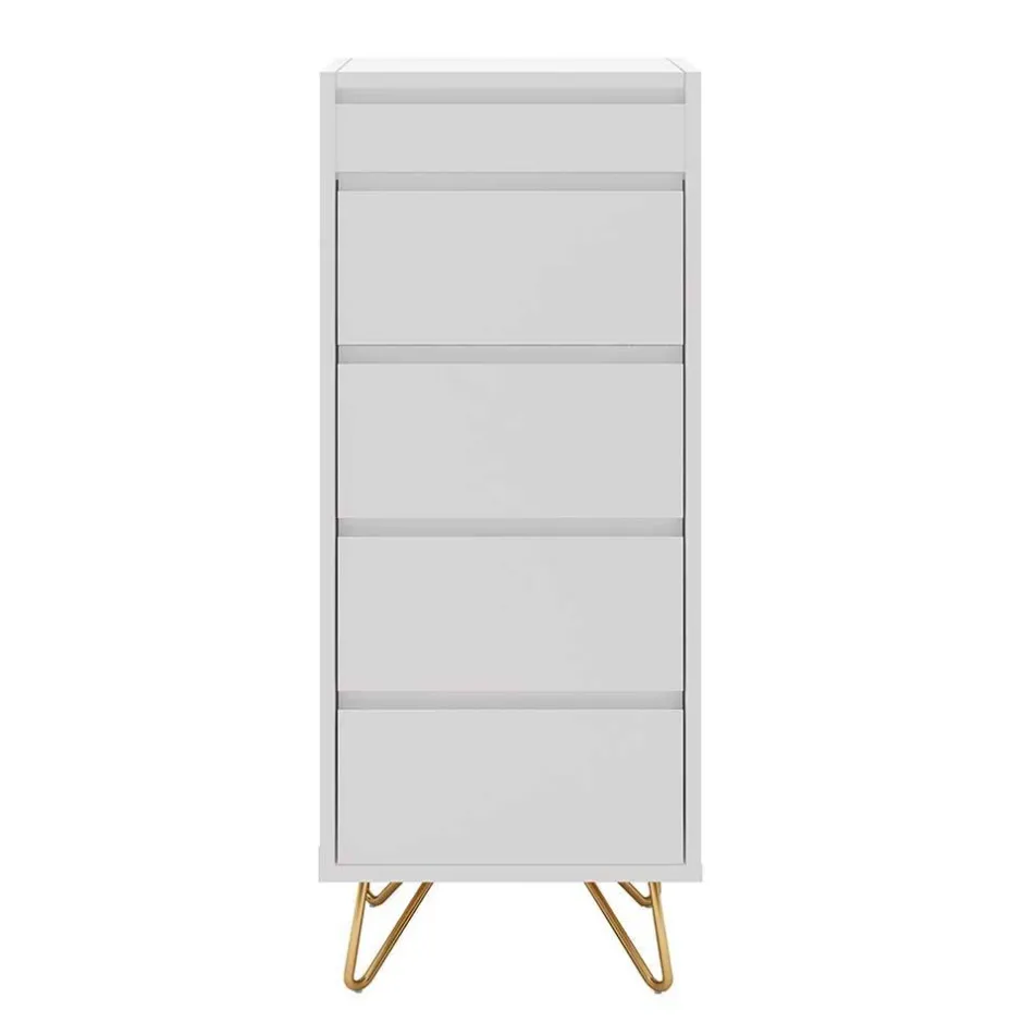 Weiße Hochkommode mit Spiegel aufklappbar - Ricks^Wohnen New