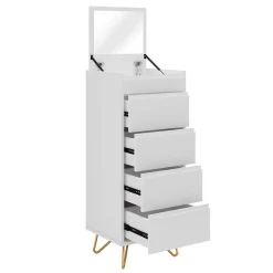 Weiße Hochkommode mit Spiegel aufklappbar - Ricks^Wohnen New