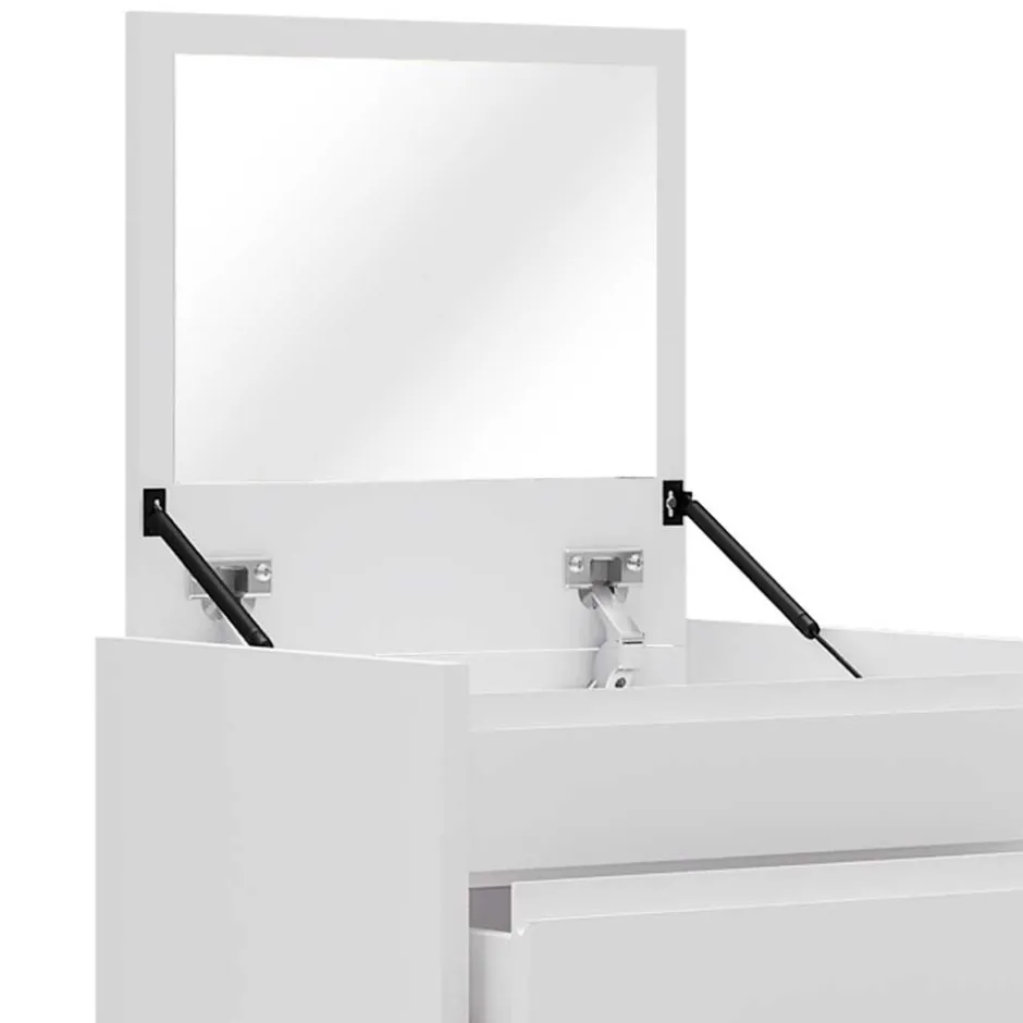 Weiße Hochkommode mit Spiegel aufklappbar - Ricks^Wohnen New