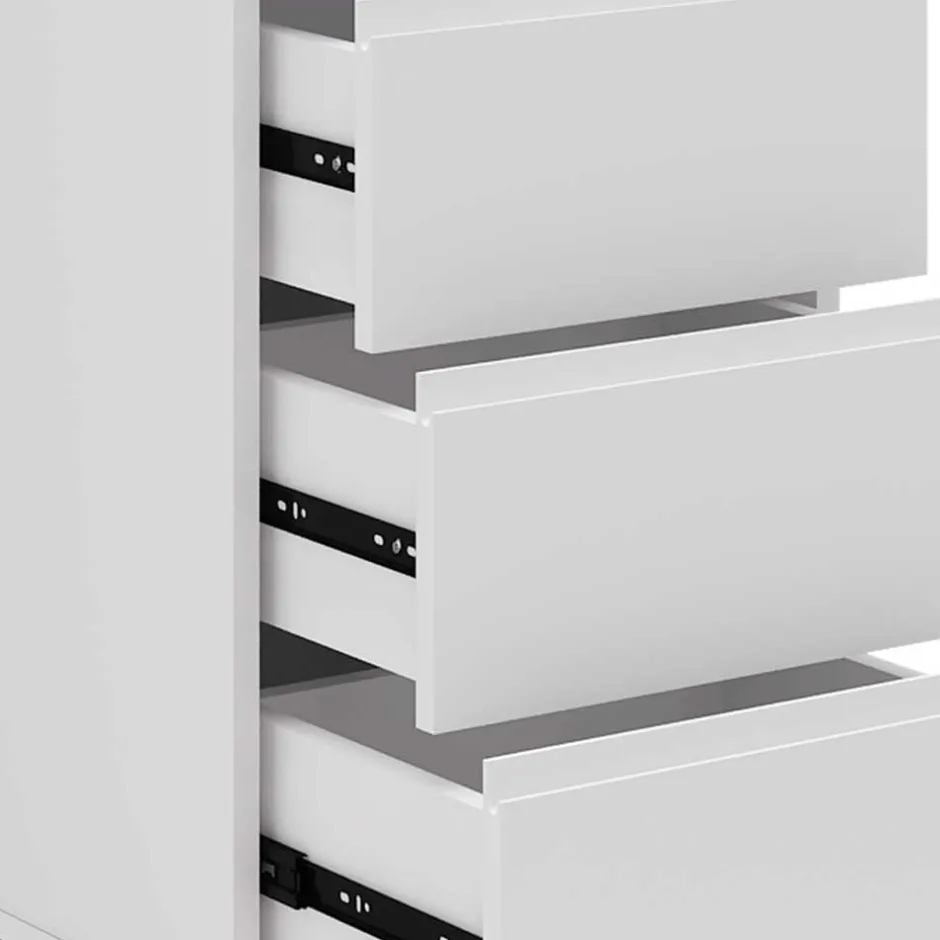 Weiße Hochkommode mit Spiegel aufklappbar - Ricks^Wohnen New