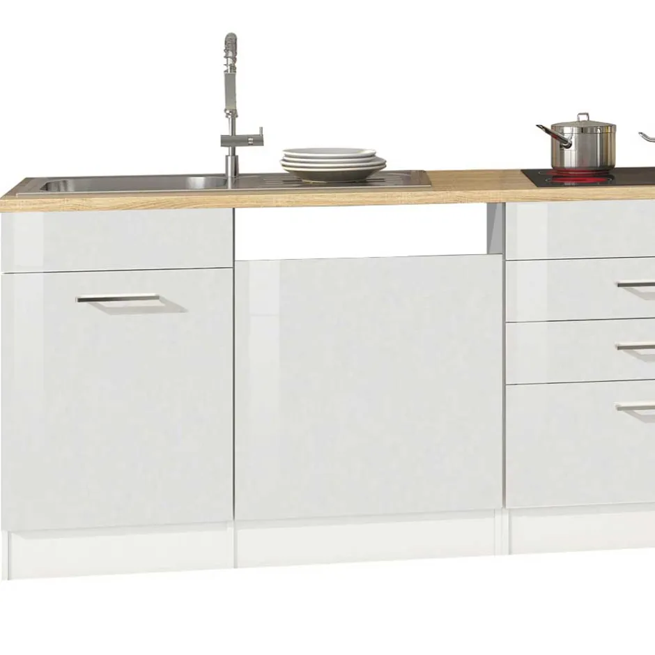 Weiße Küche ohne Geräte - Cuneo III (achtteilig)^Wohnen Outlet