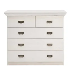 Wohnen Weiße Kiefernholz Kommode mit Metallgriffen - Satumare