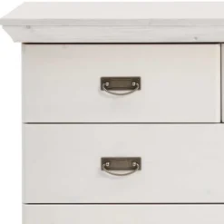 Wohnen Weiße Kiefernholz Kommode mit Metallgriffen - Satumare