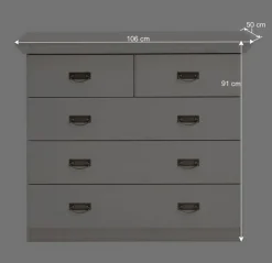 Wohnen Weiße Kiefernholz Kommode mit Metallgriffen - Satumare