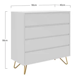 Wohnen Weiße Kommode mit niedrigen Haarnadel Beinen - Vair