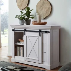 Wohnen Weiße Kommode mit Schiebetür & Schubladen - Kuito