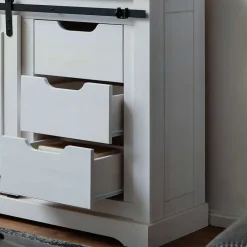 Wohnen Weiße Kommode mit Schiebetür & Schubladen - Kuito