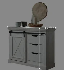 Wohnen Weiße Kommode mit Schiebetür & Schubladen - Kuito