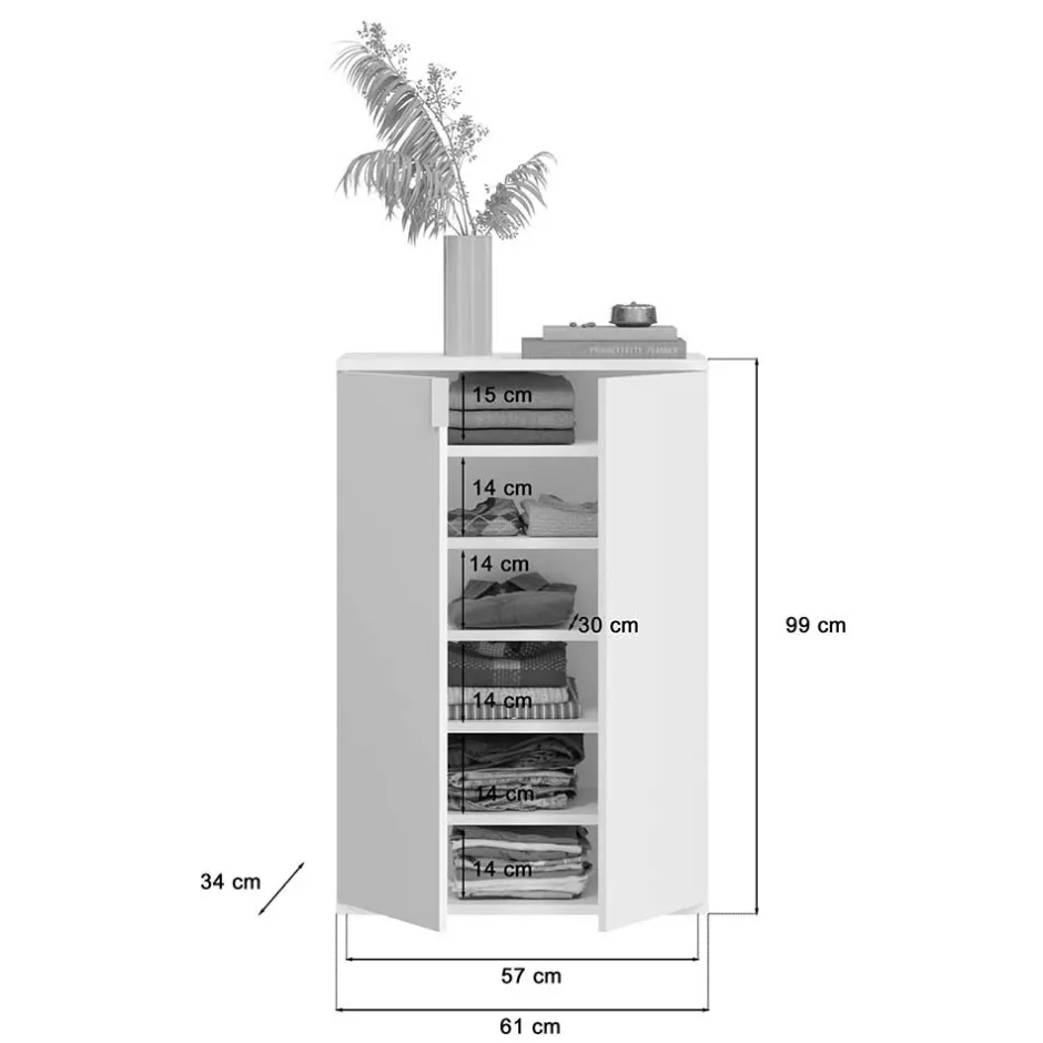 Wohnen Weiße Kommode 5-türig - Ejulia (dreiteilig)