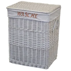Wohnen Weiße Landhaus Wäschetruhe aus Weide Geflecht - Alberello