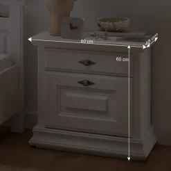 Weiße Nachtkommode im Country Style - Beato^Wohnen