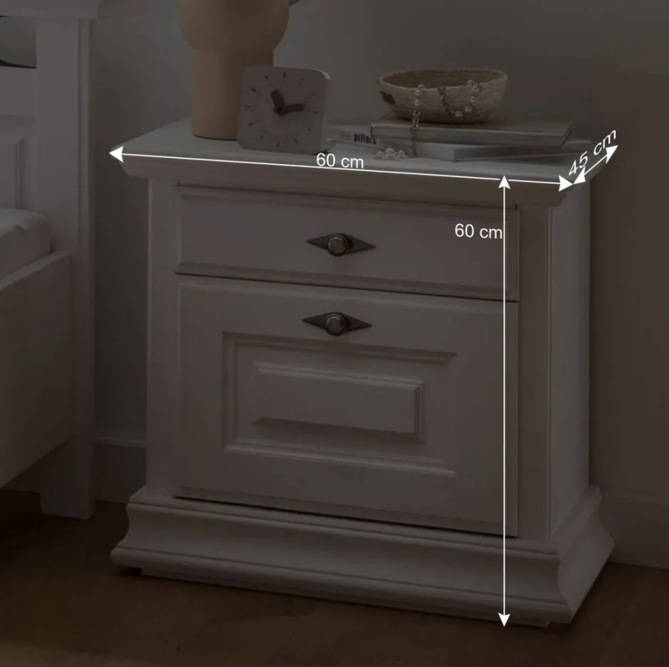 Weiße Nachtkommode im Country Style - Beato^Wohnen