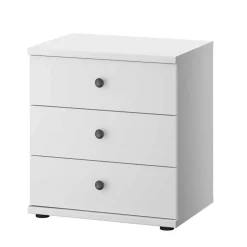 Wohnen Weiße Nachtkommode mit drei Schubladen - Flinn