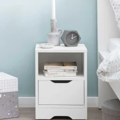 Weiße Nachtkonsole mit Schublade und Fach - Hank^Wohnen Sale