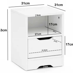 Weiße Nachtkonsole mit Schublade und Fach - Hank^Wohnen Sale