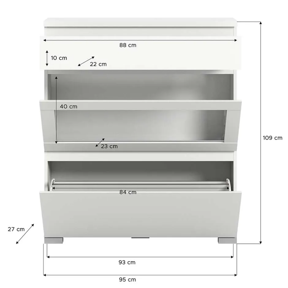 Wohnen Weiße Schuhkommode mit Schublade & Schuhklappe - Dany