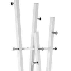 Weiße Standgarderobe mit 12 Haken in Chrom - Traly^Wohnen Discount