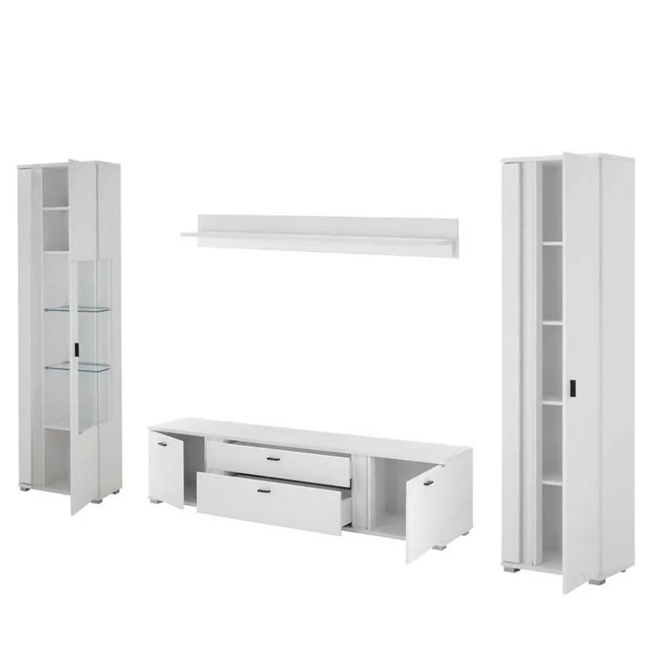 Weiße TV Anbauwand Möbelset - Tirol (vierteilig)^Wohnen Hot