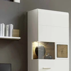 Weiße Wohnwand Lisepio mit Eichen-Elementen (vierteilig)^Wohnen Hot