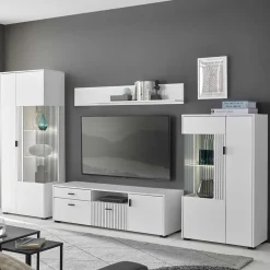 Wohnen Weiße Wohnzimmerschränke & Wandboard im Set - Dualkos (vierteilig)