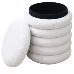 Weißer Boucle Hocker mit Stauraum - Francara^Wohnen Best