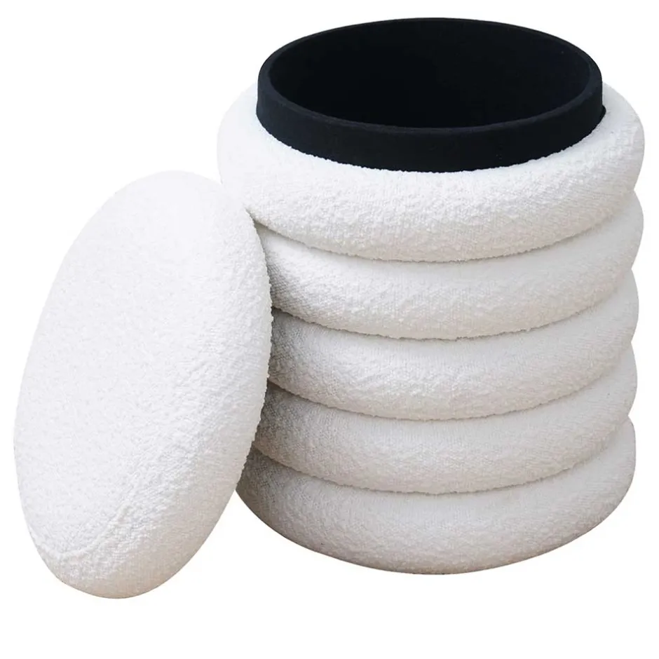 Weißer Boucle Hocker mit Stauraum - Francara^Wohnen Best