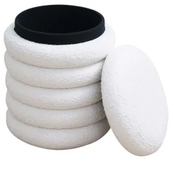 Weißer Boucle Hocker mit Stauraum - Francara^Wohnen Best