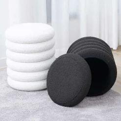 Weißer Boucle Hocker mit Stauraum - Francara^Wohnen Best