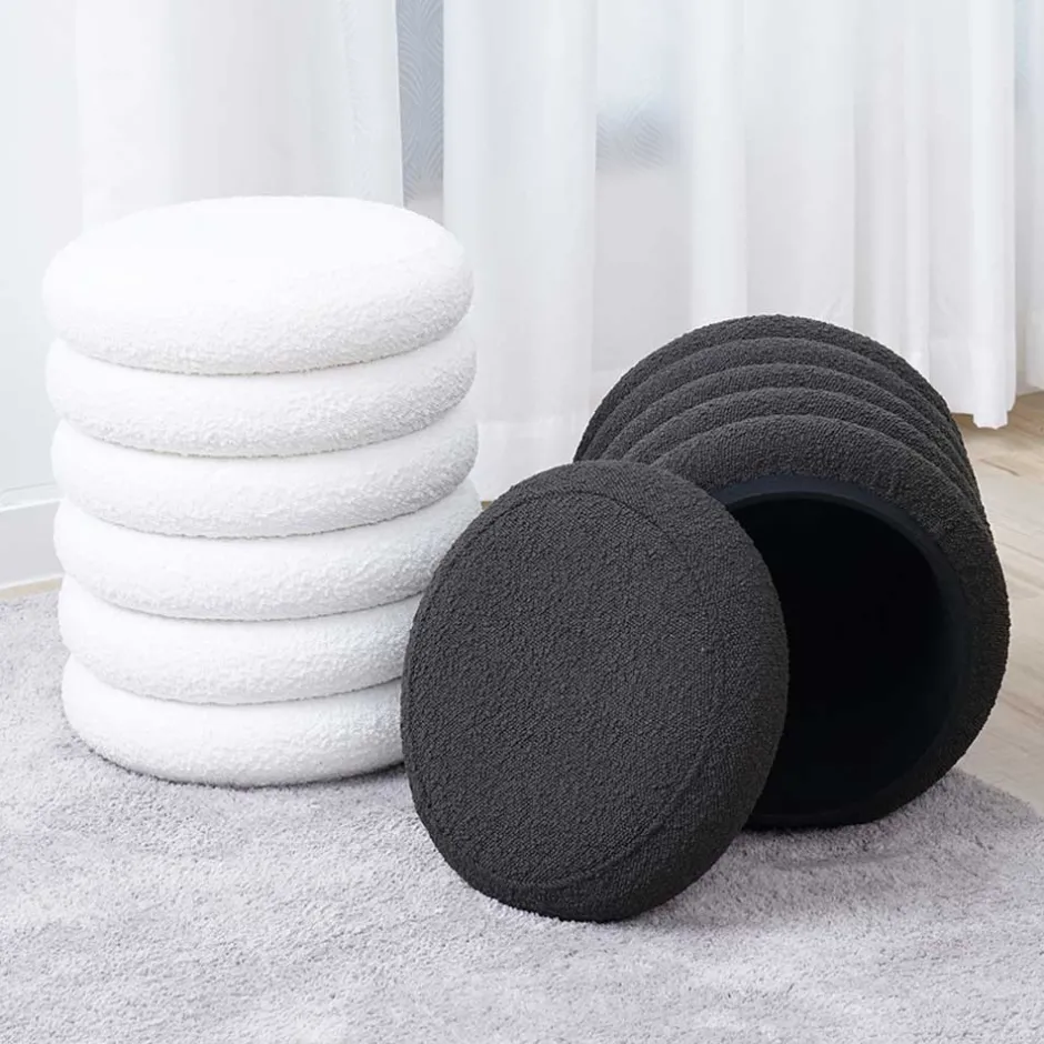 Weißer Boucle Hocker mit Stauraum - Francara^Wohnen Best