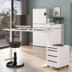 Wohnen Weißer Bürotisch manuell höhenverstellbar - Sparkle