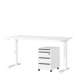 Wohnen Weißer Bürotisch manuell höhenverstellbar - Sparkle