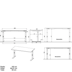 Wohnen Weißer Bürotisch manuell höhenverstellbar - Sparkle