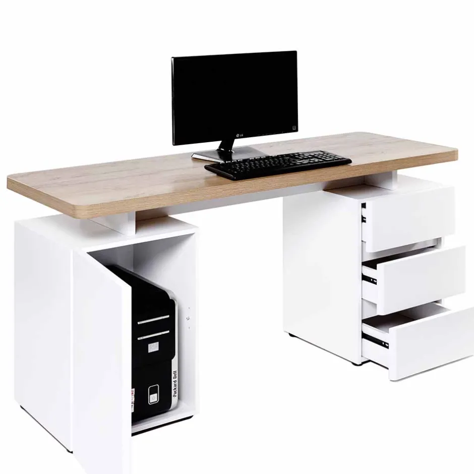 Weißer Computer-Schreibtisch Aragon mit viel Stauraum^Wohnen Online