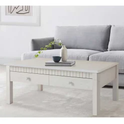 Wohnen Weißer Couchtisch Landhaus mit Schublade - Loggia